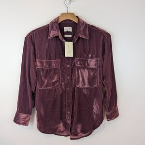 NWT Universal Thread Oversized Velvet Buttondown Shirt, Sz XS